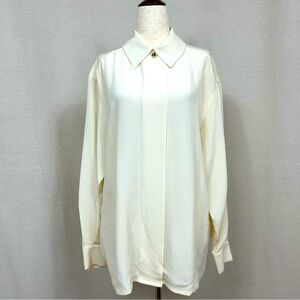 St. John 100% Silk Cream Button Up Shirt Blouse  Sz 10